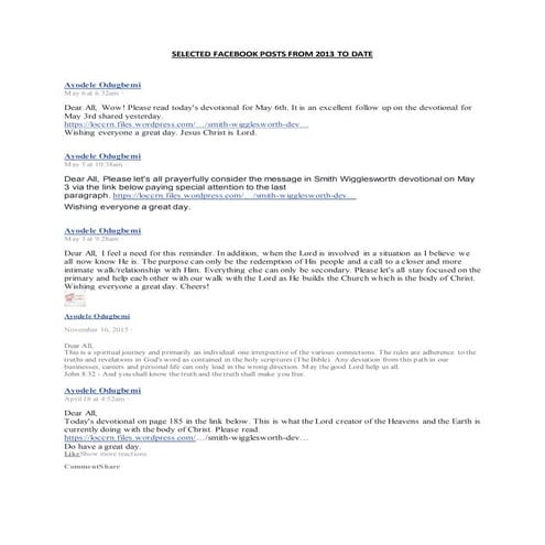 Selected facebook posts from 2013 to date | PDF
