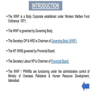 Workers Welfare Fund (WWF) Report | PDF