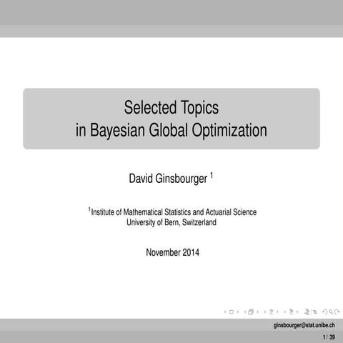 Selected topics in Bayesian Optimization