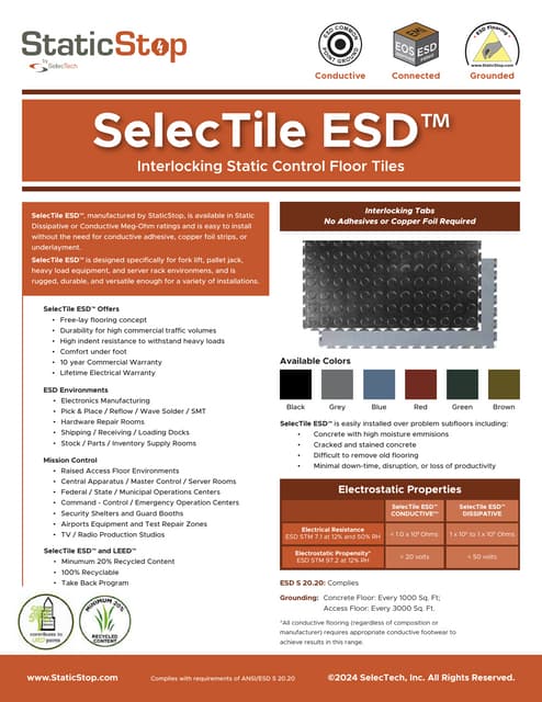 SelecTile ESD Interlocking Tile Flooring