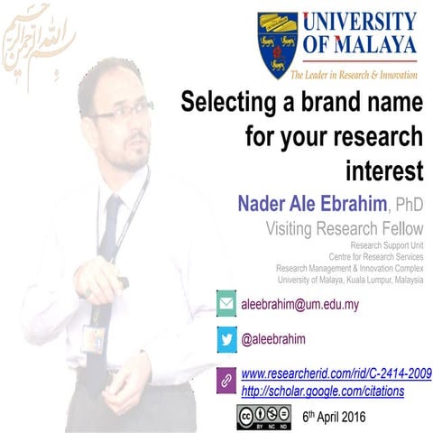 Selecting a brand name for your research interest