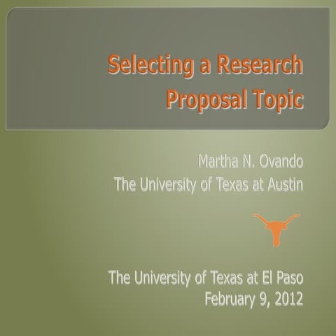Selecting a Research Proposal Topic, Spring 2012
