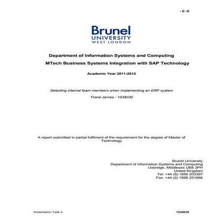 Selecting internal team members when implementing an ERP system 2012