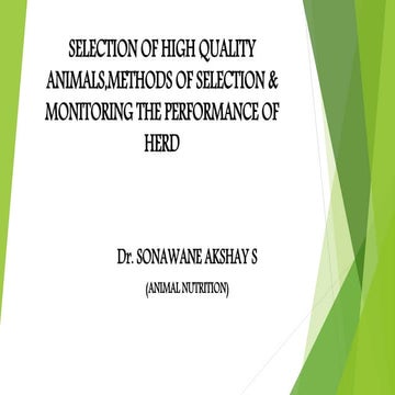 Selectionof dairy animals