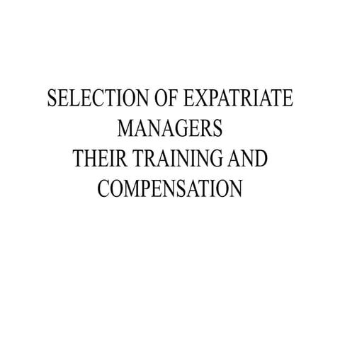 Selection of expatriate managers