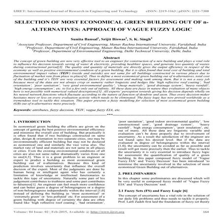 Selection of most economical green building out of n alternatives   approach ...