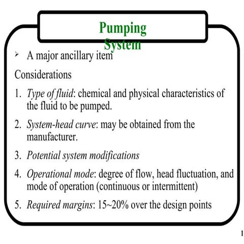 Selection of pump