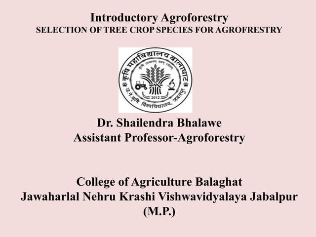 Selection of tree for agroforestry
