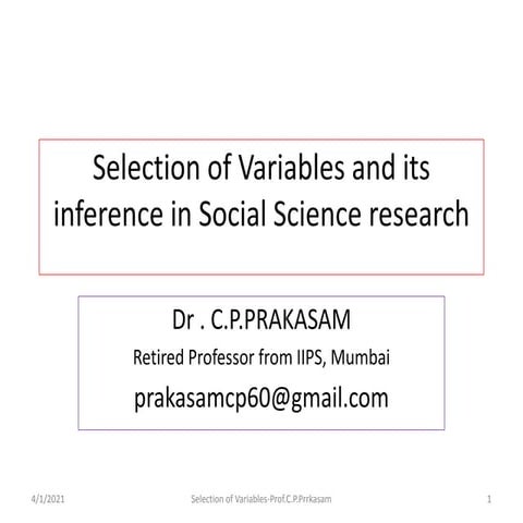 Selection of variables