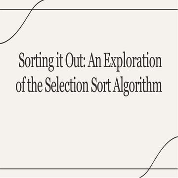 Presentation on the topic selection sort | PPTX