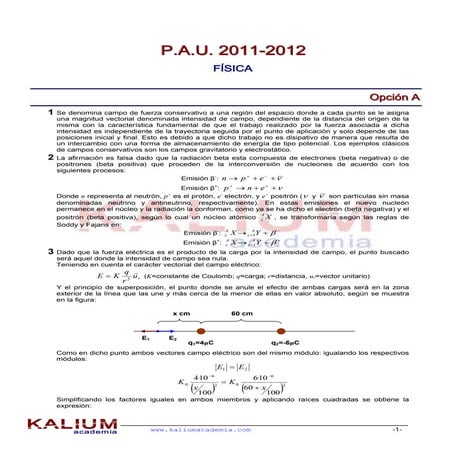 EXTREMADURA Selectividad FÍSICA jun 2012