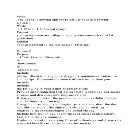 ASSIGNMENT #1Select one of the following options to deliver y.docx