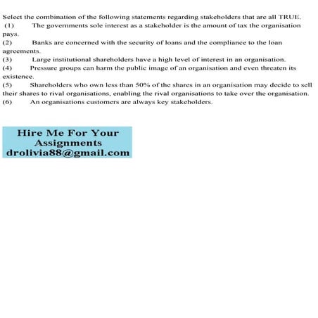 Select the combination of the following statements regarding stakeho.pdf