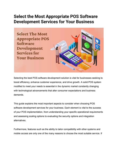 Select the Most Appropriate POS Software Development Services for Your Busine...