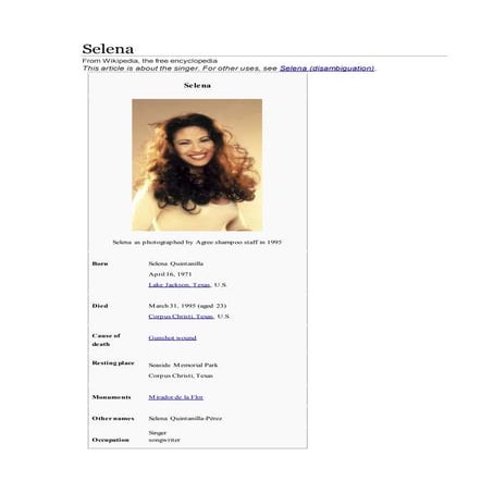 Who is Selena quintanilla ?