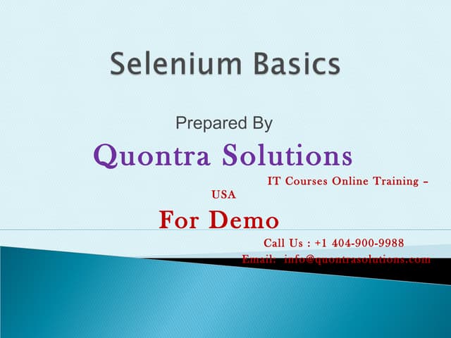Selenium Basics by Quontra Solutions