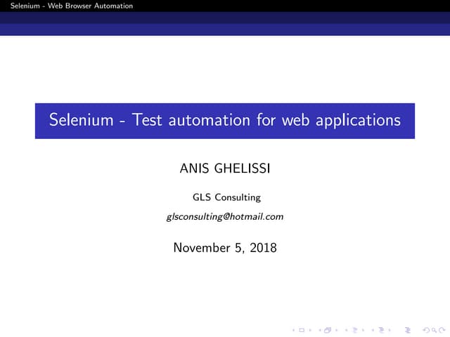 Selenium -Test automation for web applications