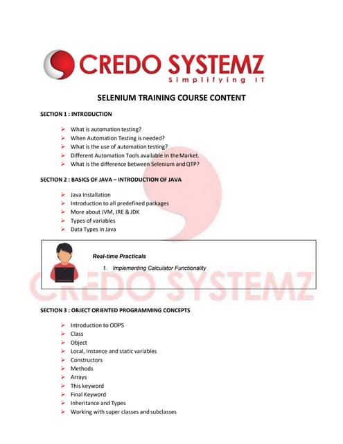 Selenium training-course-content-syllabus-credo systemz | PDF