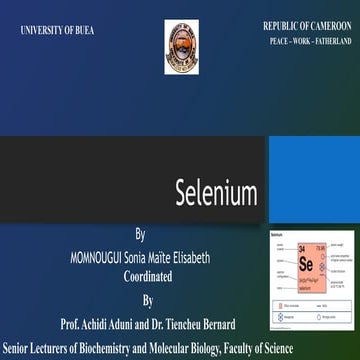 Selenium bch 628 (advanced nutritional biochemistry)