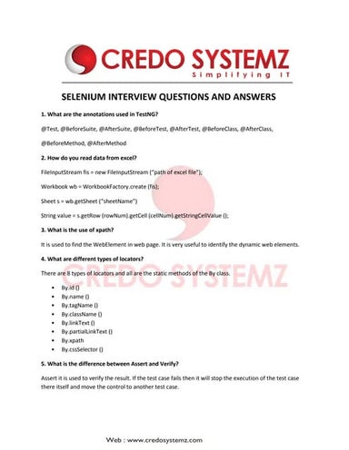Selenium interview questions | PDF