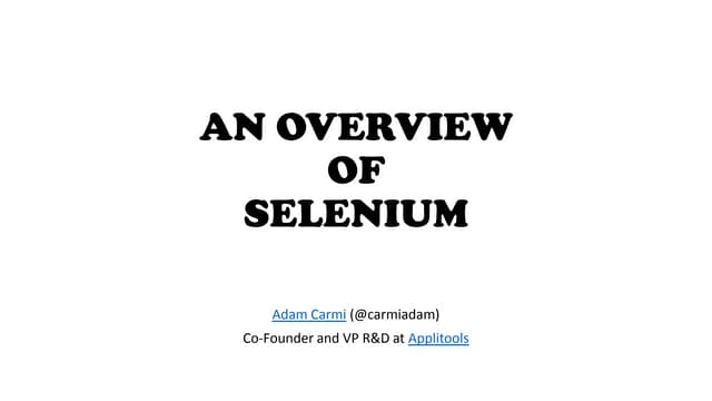An Overview of Selenium