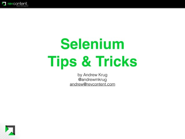Selenium Tips & Tricks - StarWest 2015