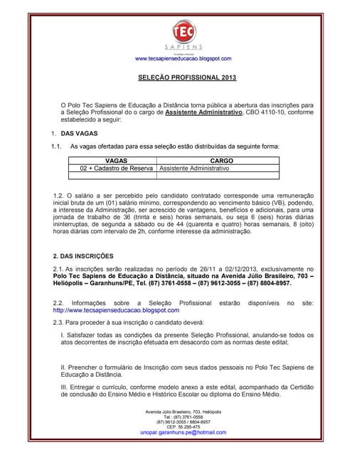 Seleção profissional auxiliar admin...