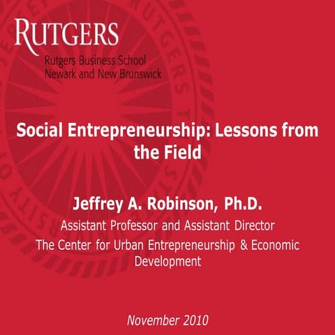Presentation on Social Entrepreneurship-BrownSchool-18November2010