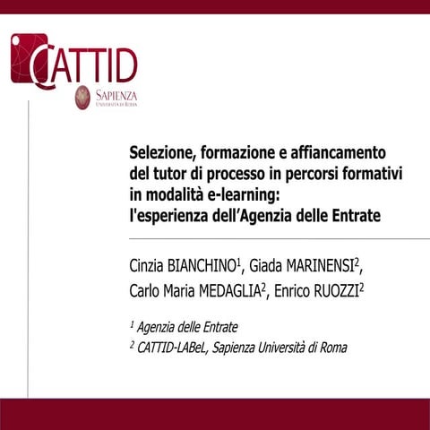 Selezione, formazione e affiancamento e tutor agenzia delle entrate-s_ie-l 2011