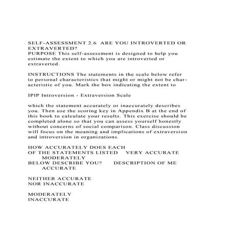 SELF-ASSESSMENT 2.6  ARE YOU INTROVERTED OR EXTRAVERTED PUR.docx