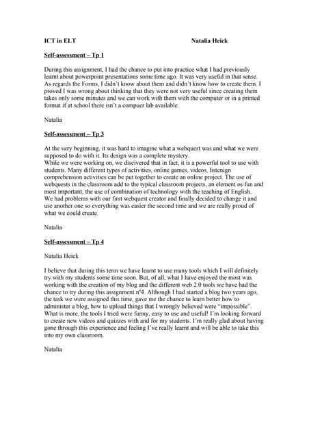 Self assessments heick