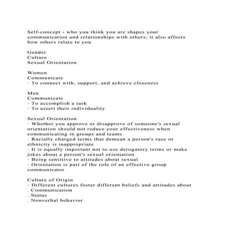 Self-concept - who you think you are shapes your communication and.docx