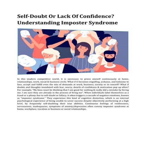 Lack Of Confidence | Understanding Imposter Syndrome