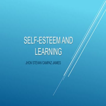 Self esteem and learning 