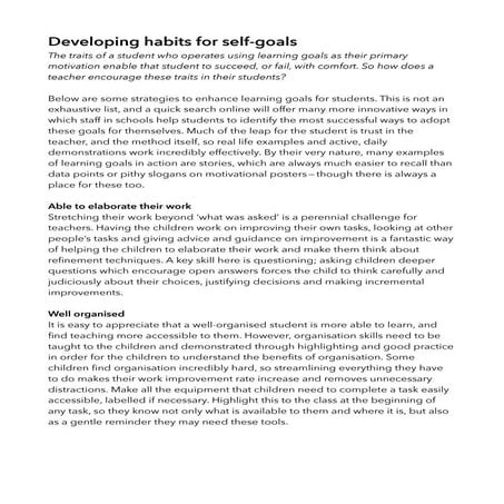 Developing habits for self-goals