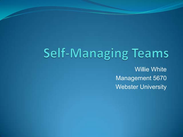 Self Managed Work Teams