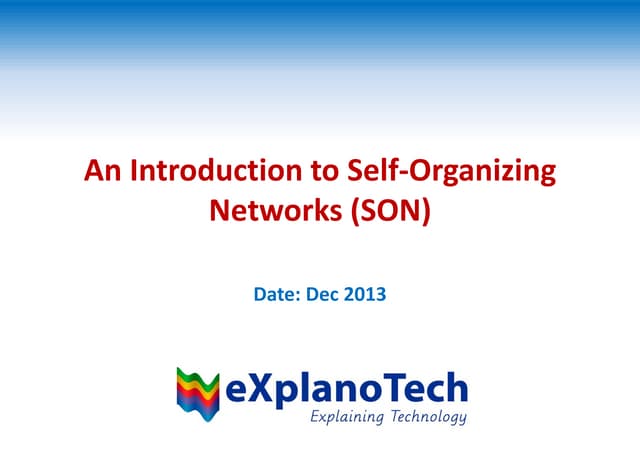 An Introduction to Self-Organizing Networks (SON)