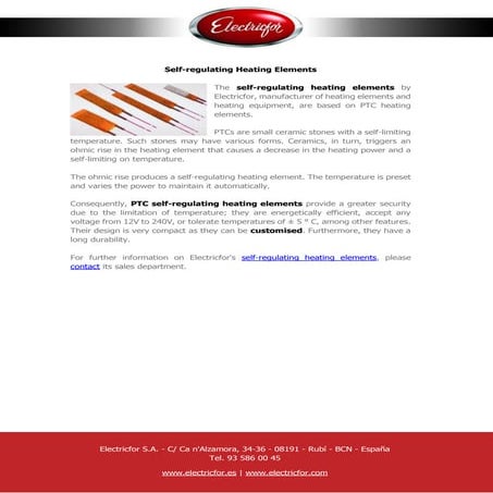 Self-regulating Heating Elements
