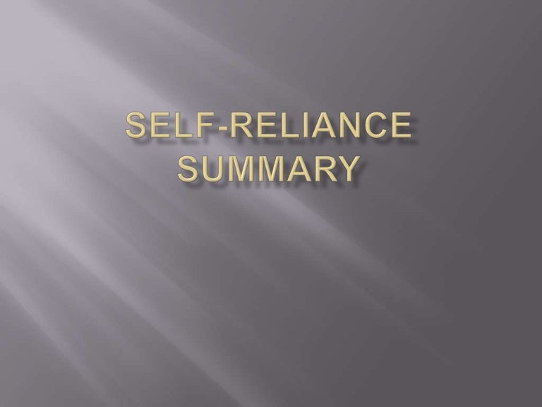 self reliance summary