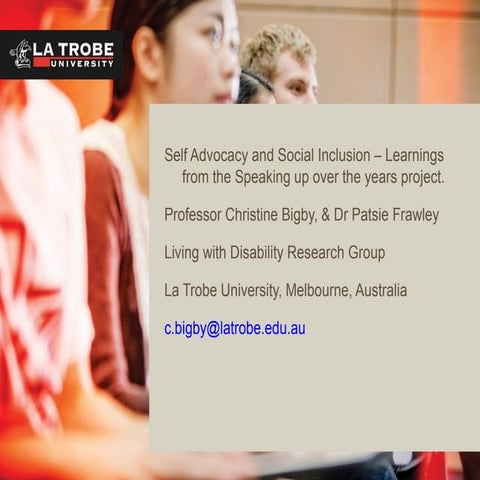 Self advocacy and social inclusion – learnings from the speaking up ...