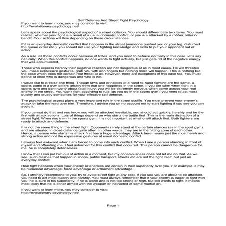 Self Defense And Street Fight Psychology