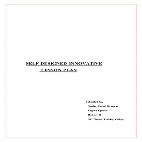 Self Designed Innovative Lesson Plan | DOCX