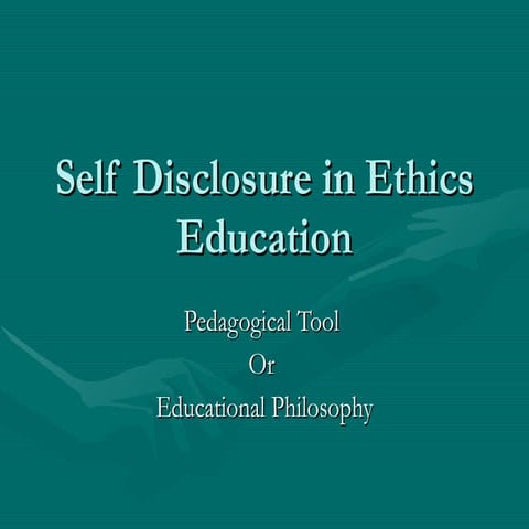 Self-Disclosure in Ethics Education