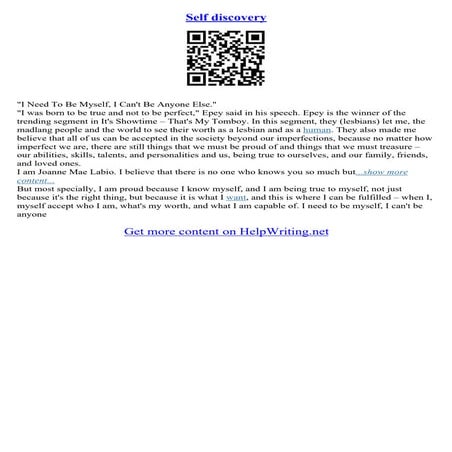 Self Discovery Essay