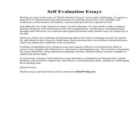 Self Evaluation Essays