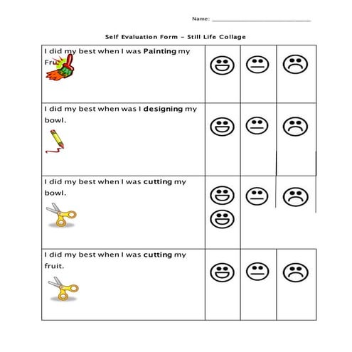 Self evaluation form still life