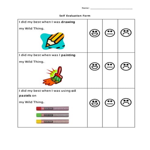 Self evaluation form wild things