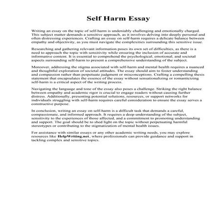 Self Harm Essay. Northeast Iowa Community College