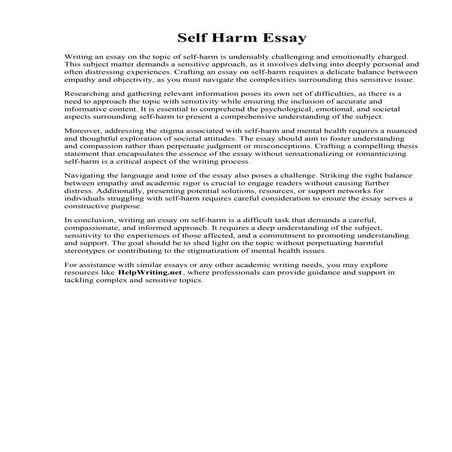 Self Harm Essay. Free Self-Harming Essay Sample in the Category Research at ...