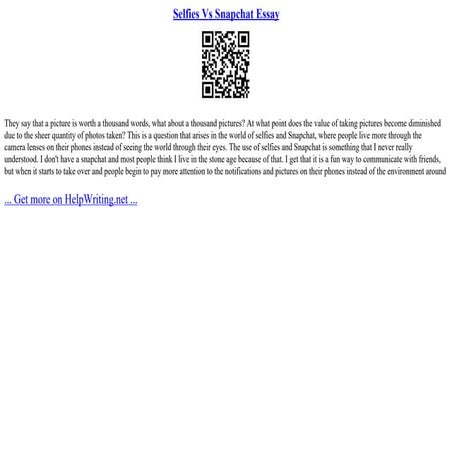 Selfies Vs Snapchat Essay | PPT